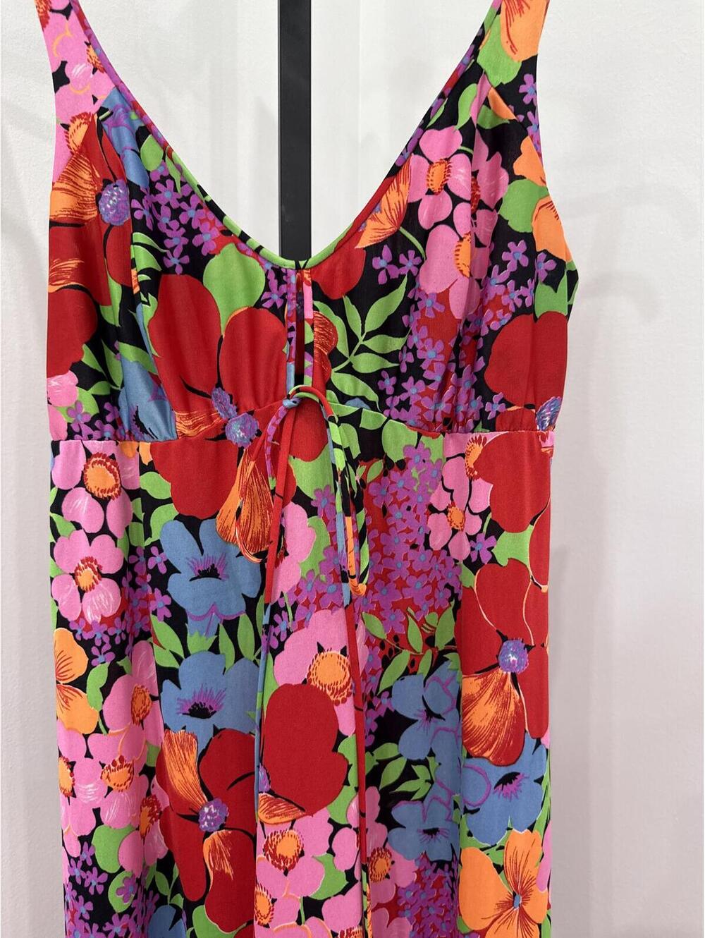 Floral Print Sleeveless Maxi Dress Handmade 70s Bright Funky Dress - Picture 4 of 8